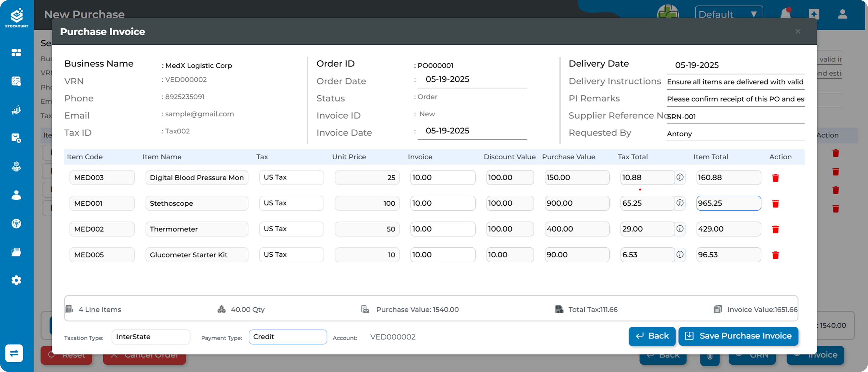 Procurement Dashboard Screenshot